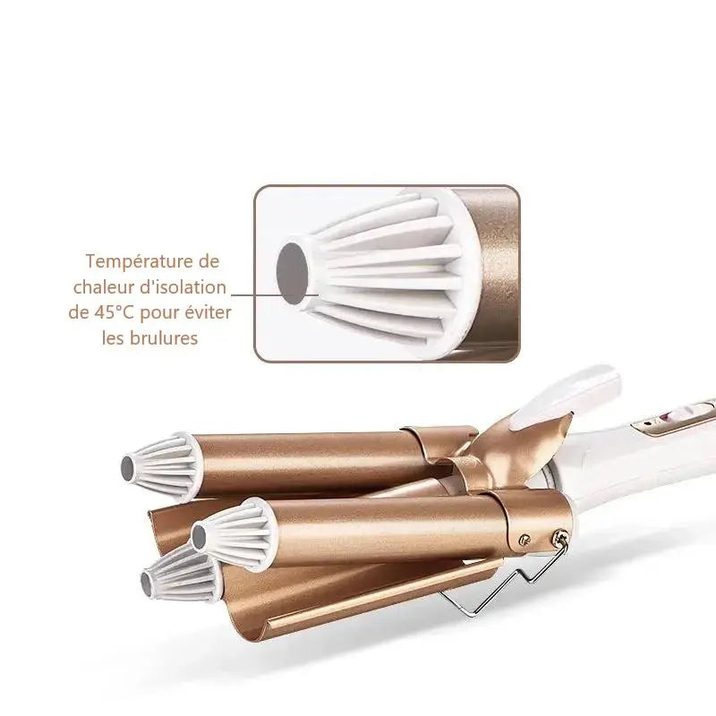 Fer à Onduler Triple Barillet - Professional Hair Curler Ma Cire Colorante
