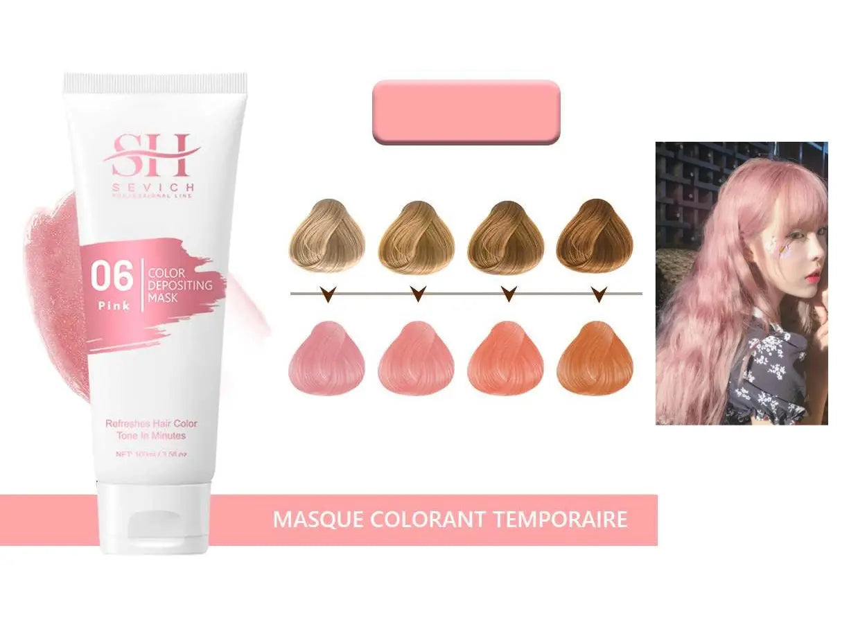 Masque Colorant Cheveux - Semi permanent Rose - Ma Cire Colorante
