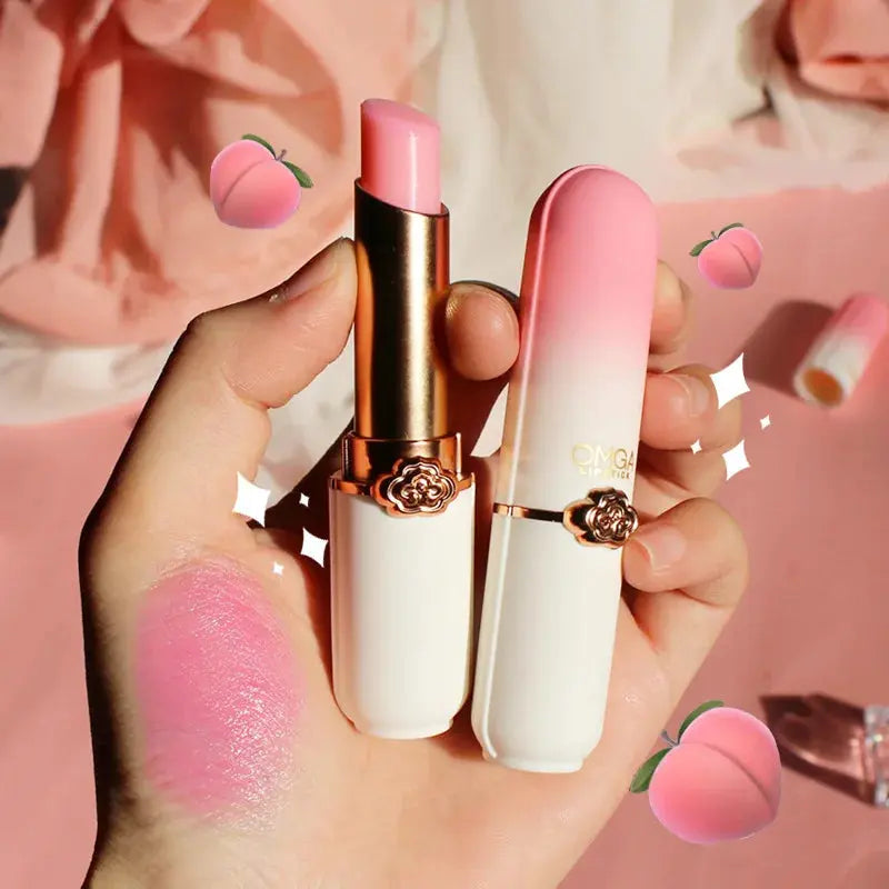 Peach Color Lip Balm Crystal Temperature Change Lipstick Girl Moisturizing LongLasting Lip Gloss Makeup Lip Care Repair Cosmetic Ma Cire Colorante