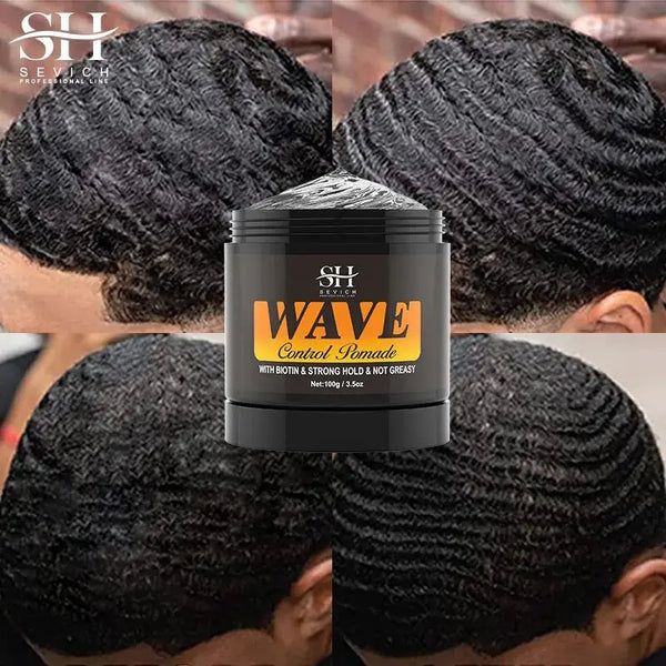 2023 Natural Wave Control Pomade for Black Men Strong Hold 360 Waves Layered Style Clay Wavy Grease Builder for Hair Silky Shine Ma Cire Colorante